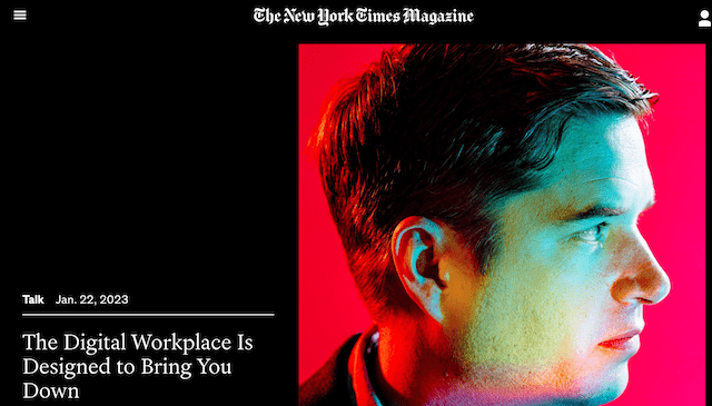 Cal's image on New York Times with red background. 